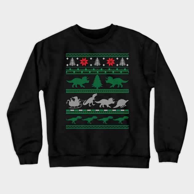 Christmas Dinosaur Tree Rex T-Rex Ugly Christmas Sweater Style Crewneck Sweatshirt by mrsmitful01